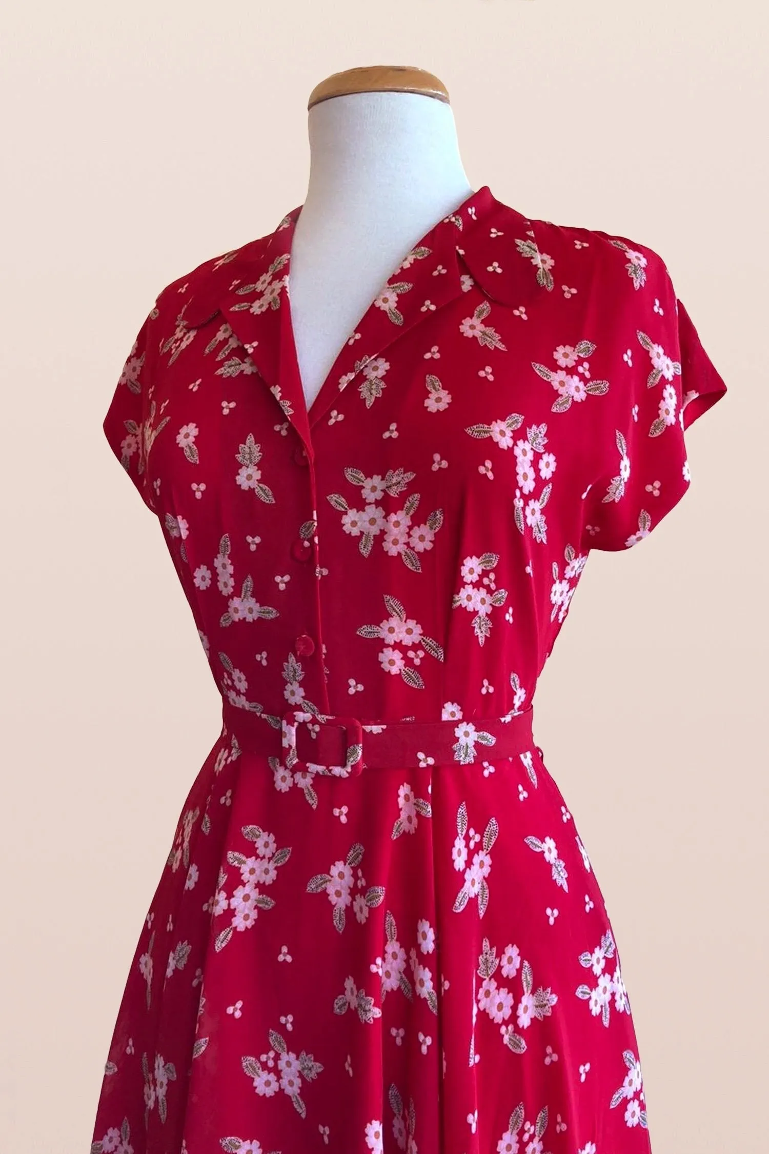 Manette Red & Cream Floral Dress