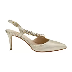 MARIAN Gold Leather Pointed Shoe  with Diamante