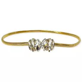 Matilde belt in gold plated metal  with  crystal buckle