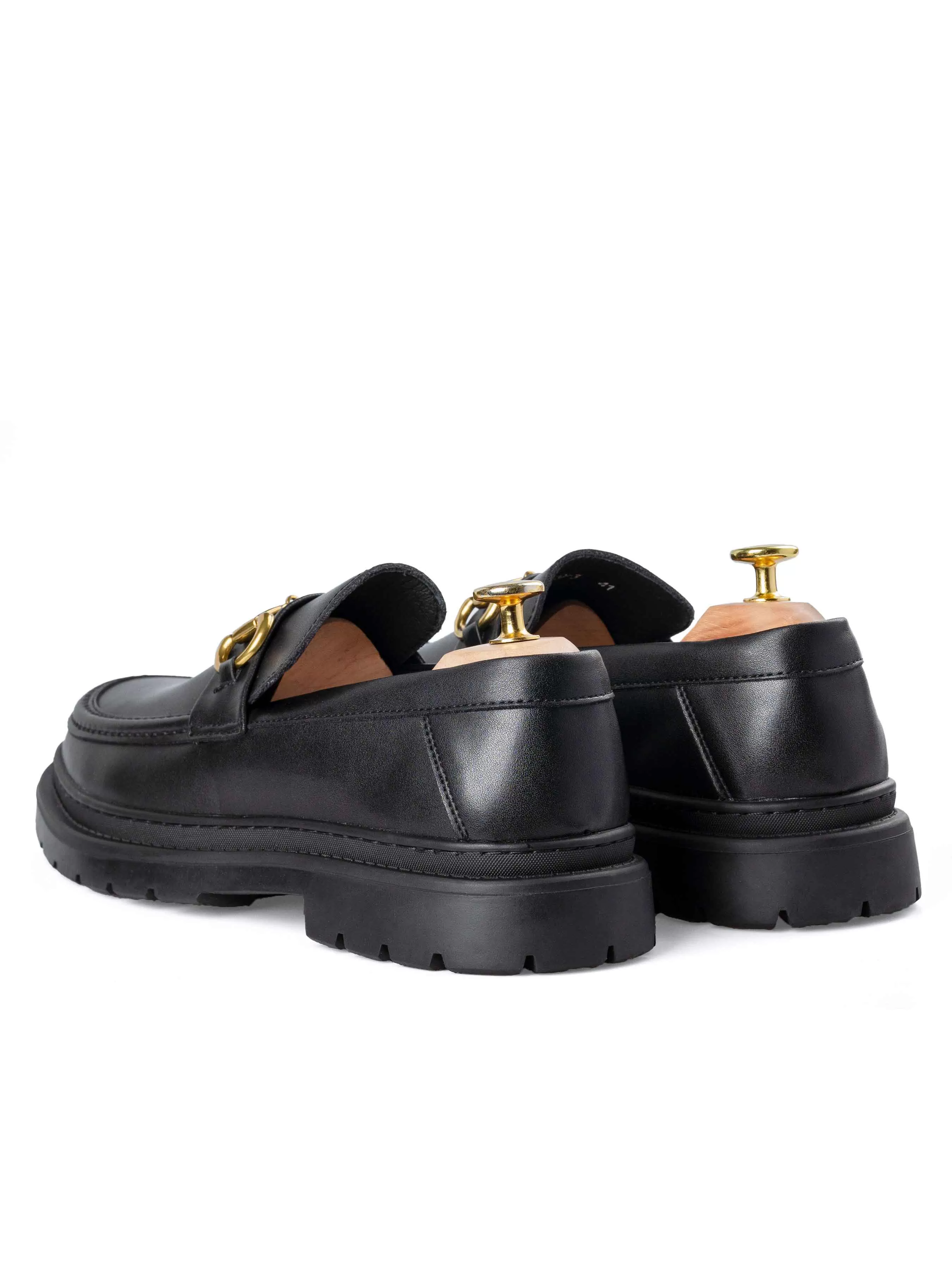 Maurice Moccasin Buckle Loafer - Solid Black (Chunky Sole)