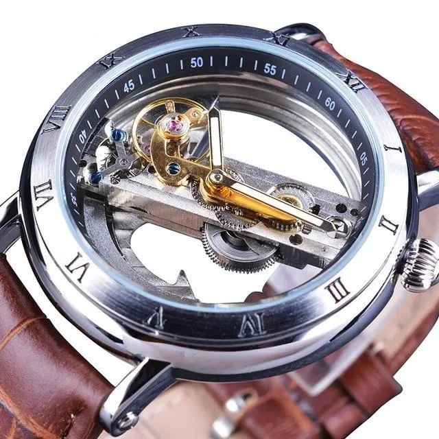 Men's Top Brand Luxury Brown Leather Strap Watch with Minimalism Design