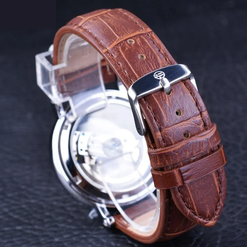 Men's Top Brand Luxury Brown Leather Strap Watch with Minimalism Design