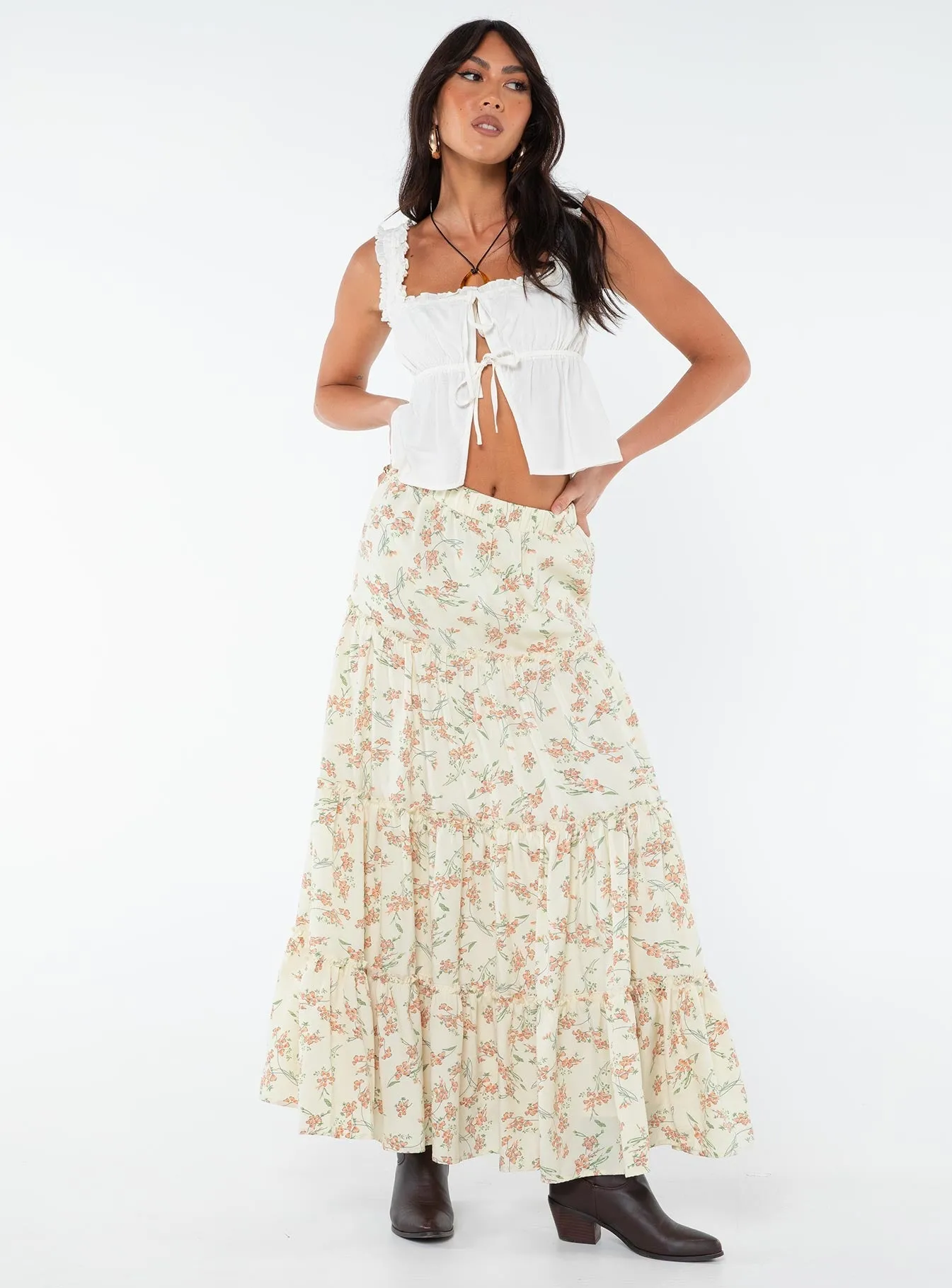 Miriah Maxi Skirt Cream Floral