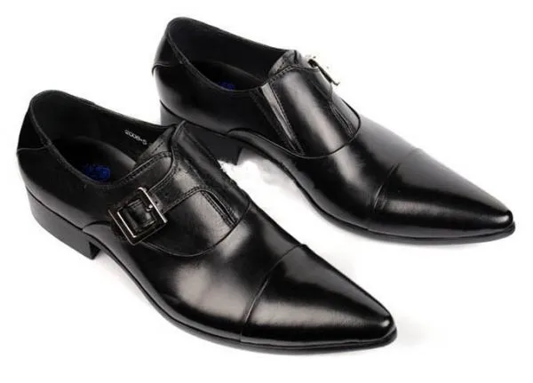 Monk Strap Leather Dress Shoes for Men - Black