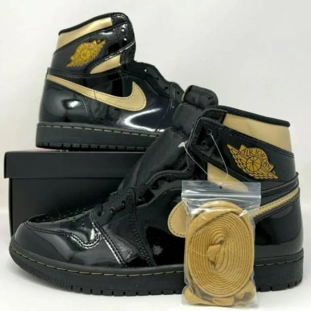 Nike air jordan retro 1 high og black metallic gold 2020 men's size 9 555088-032