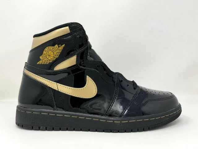 Nike air jordan retro 1 high og black metallic gold 2020 men's size 9 555088-032