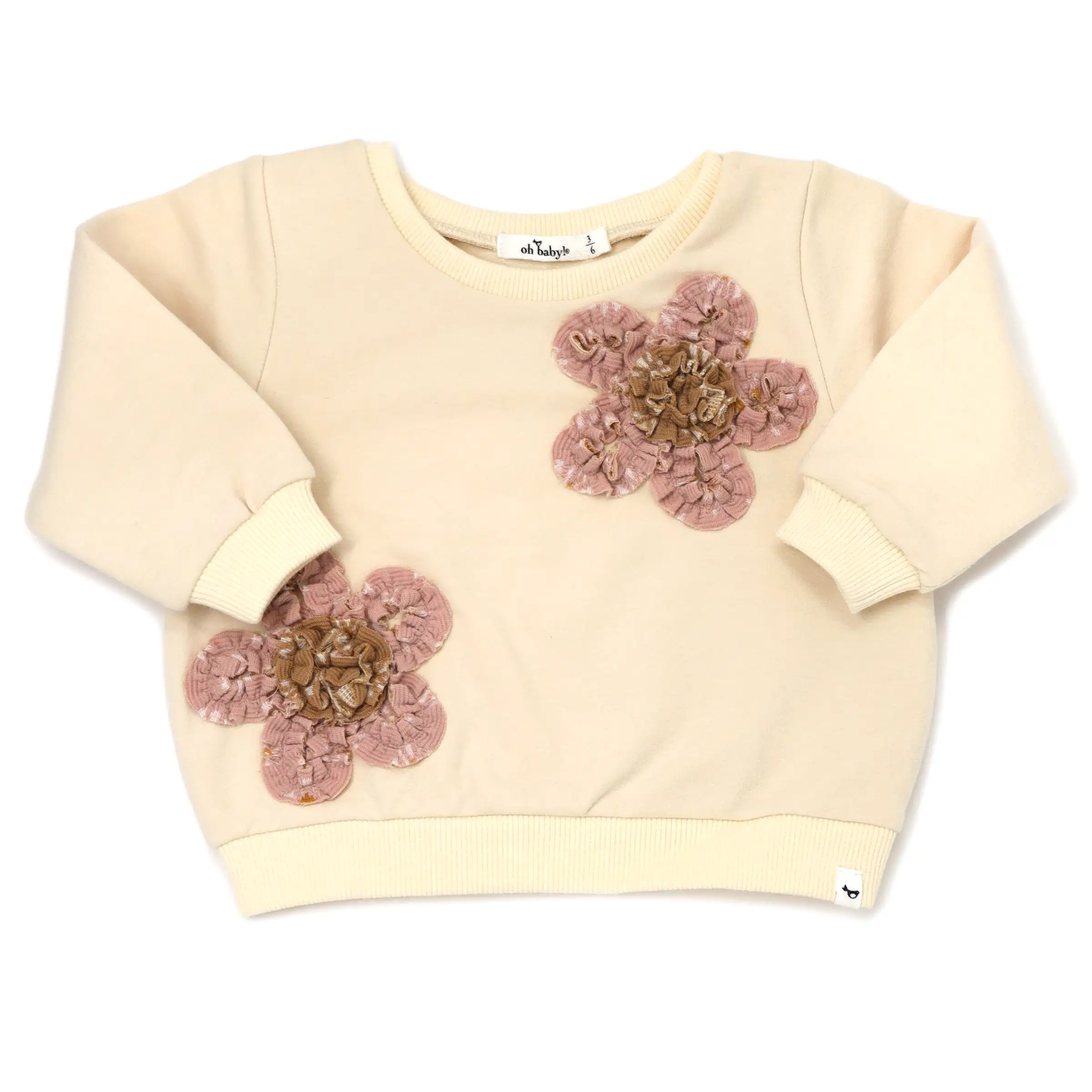 oh baby! Brooklyn Boxy Sweatshirt with Starburst Blush Flowers - Vanilla