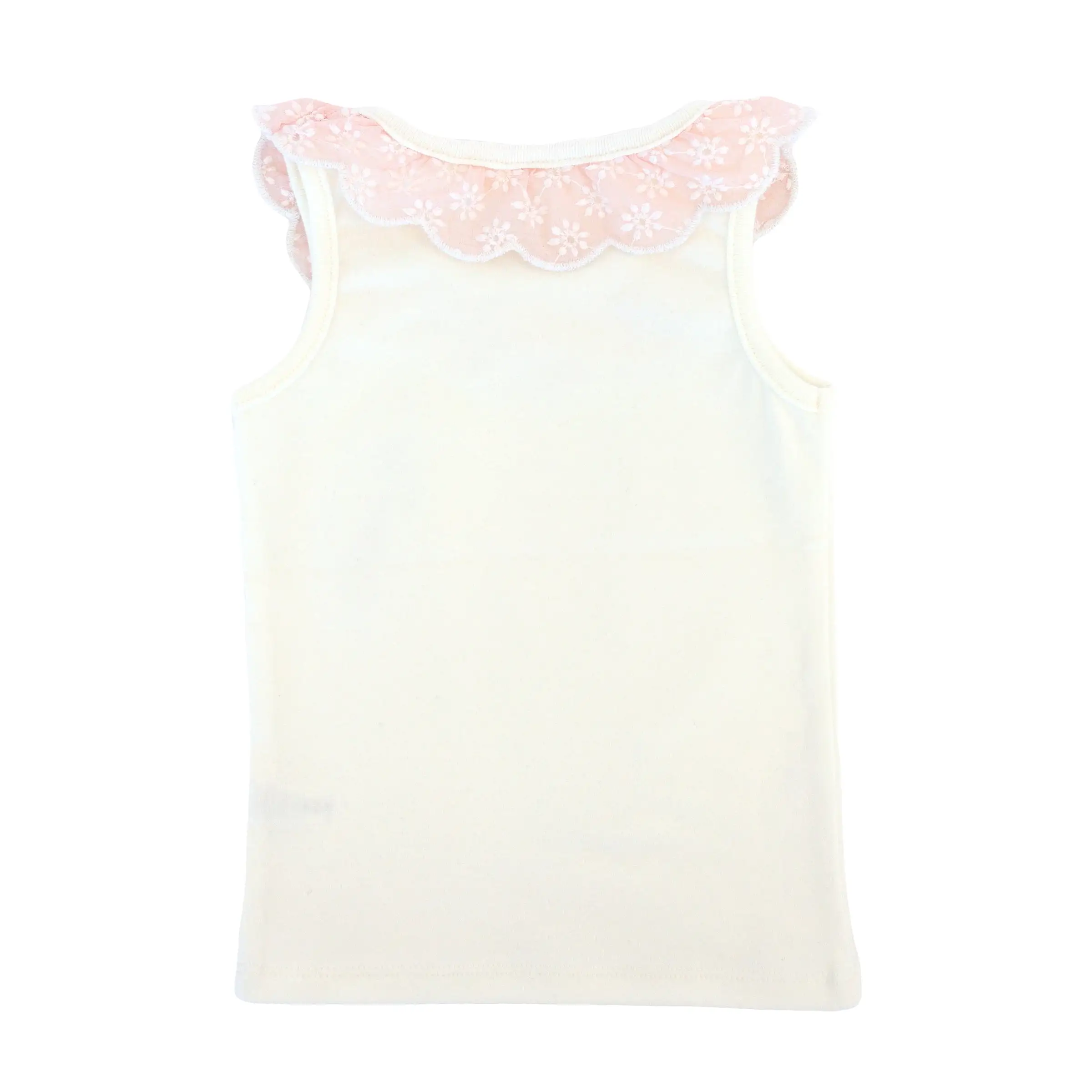 oh baby! Embroidered Daisies Collar Baby Rib Tank - Cream