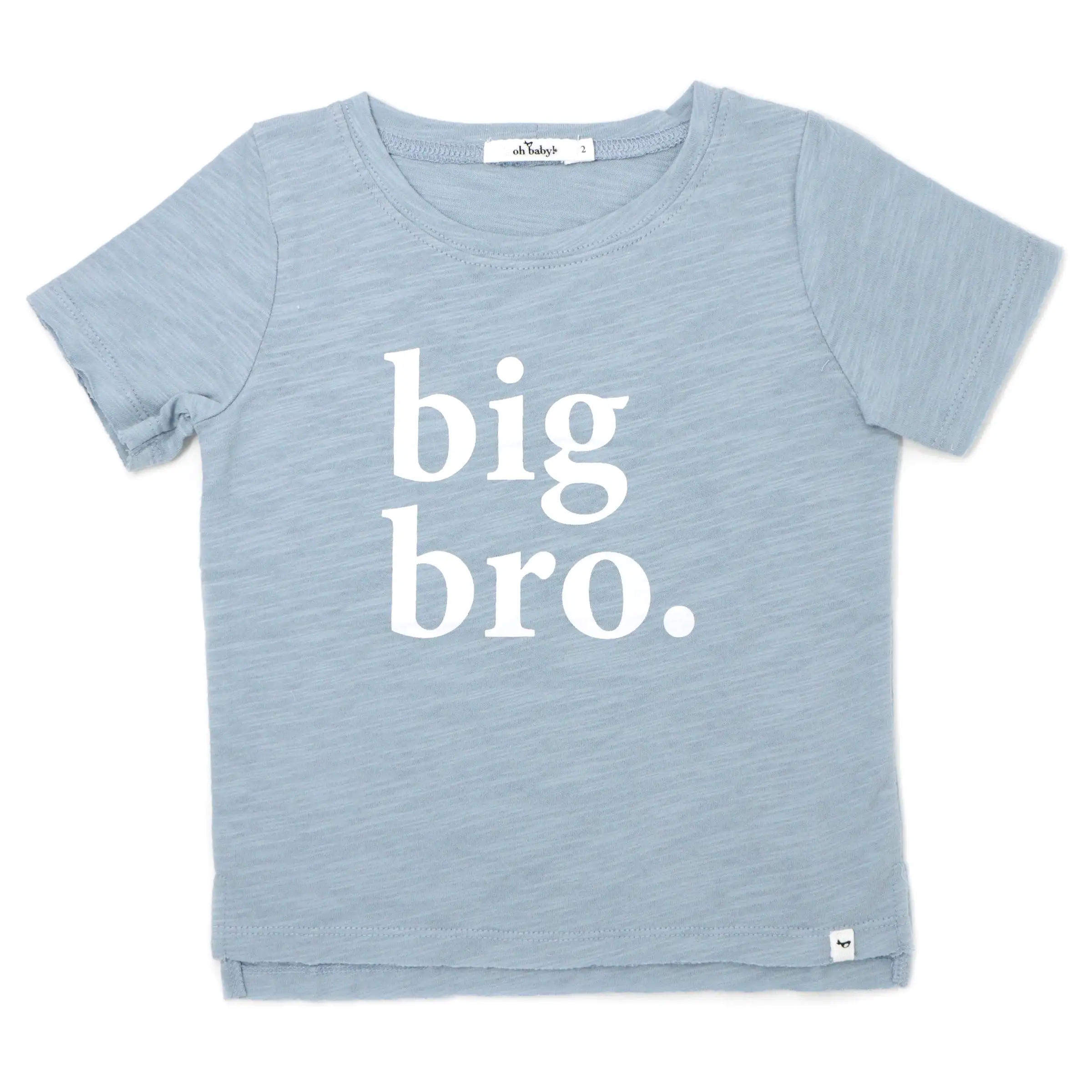 oh baby! Raw Edge Tee big bro. White Ink - Fog