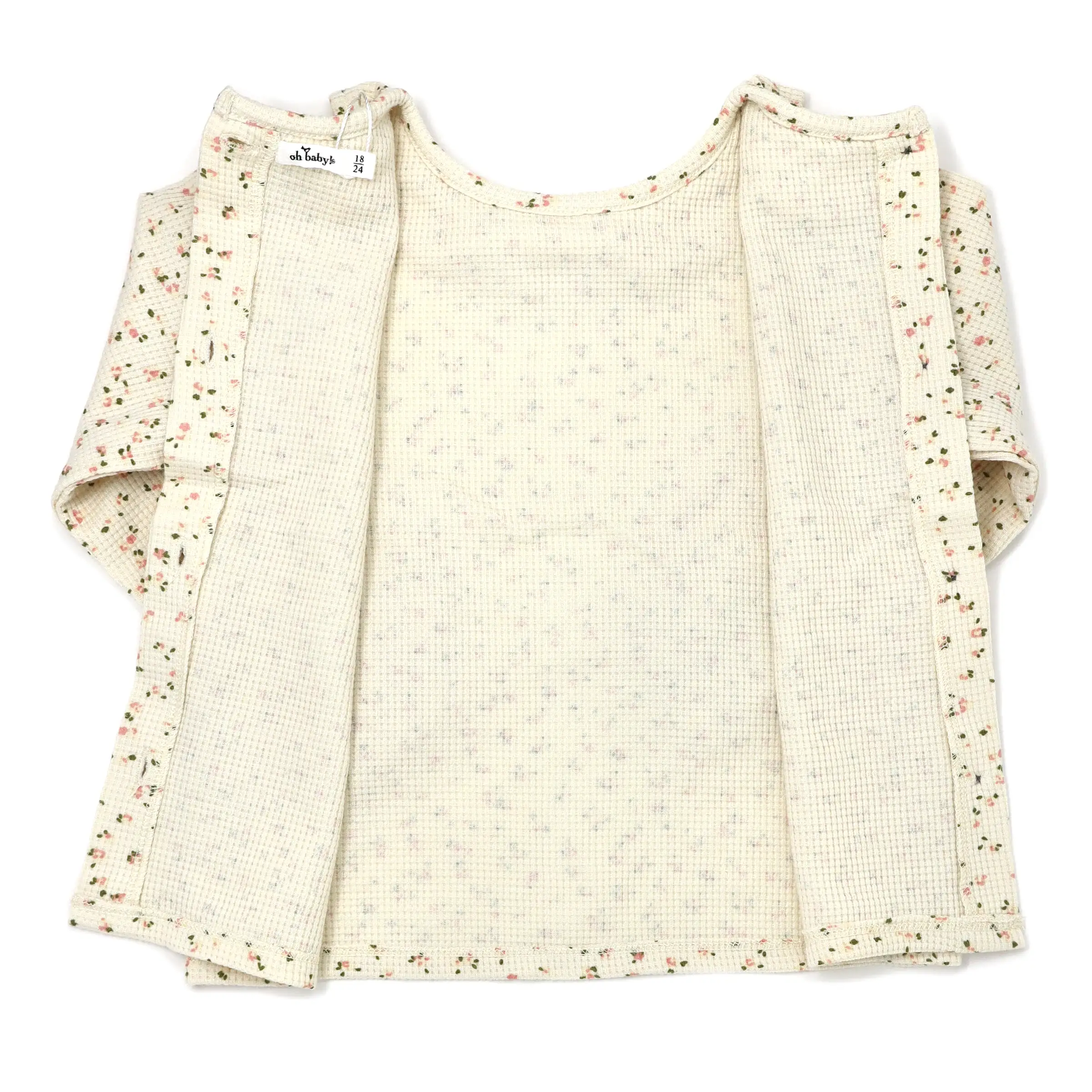 oh baby! Ruffle Collar Waffle Knit Blouse - Roses - Cream