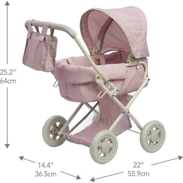 Olivia's Little World by Teamson Kids Olivia's Little World Buggy-Style Doll Stroller, Pink/Gray