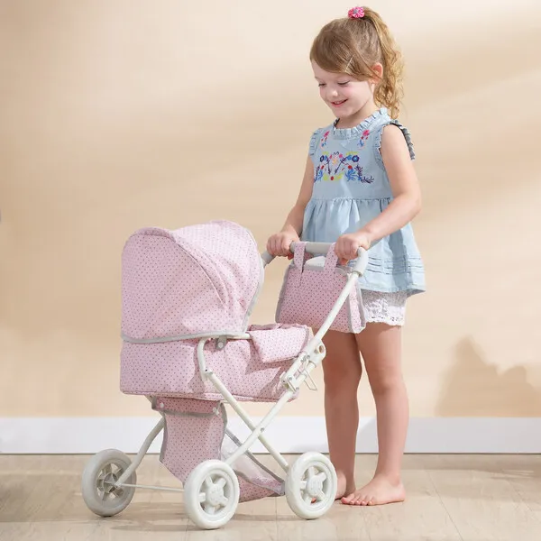 Olivia's Little World by Teamson Kids Olivia's Little World Buggy-Style Doll Stroller, Pink/Gray