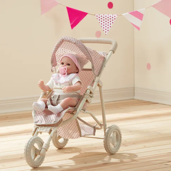 Olivia's Little World by Teamson Kids Olivia's Little World Doll Jogging-Style Stroller, Pink/Cream/Gray