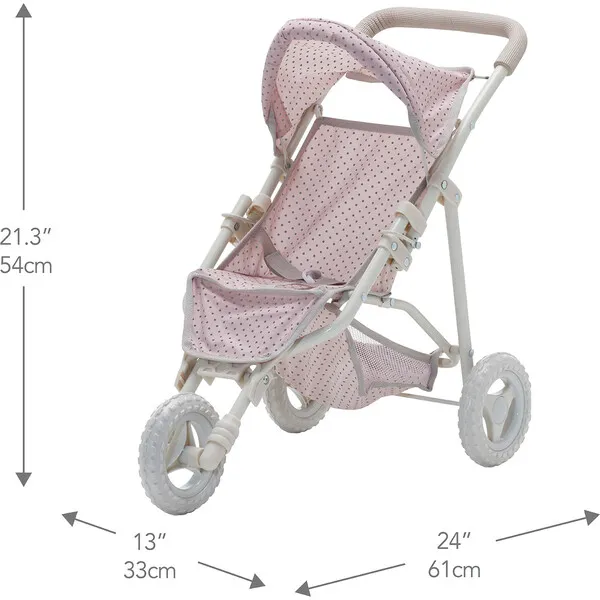 Olivia's Little World by Teamson Kids Olivia's Little World Doll Jogging-Style Stroller, Pink/Cream/Gray