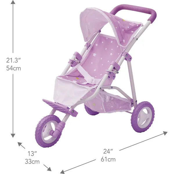 Olivia's Little World by Teamson Kids Olivia's Little World Doll Jogging-Style Stroller, Purple/Stars