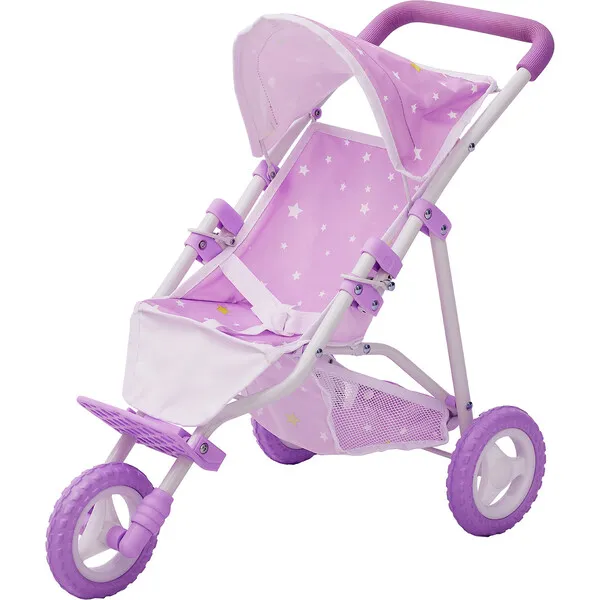 Olivia's Little World by Teamson Kids Olivia's Little World Doll Jogging-Style Stroller, Purple/Stars