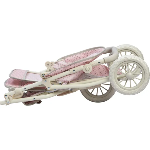 Olivia's Little World by Teamson Kids Olivia's Little World Two Doll Jogging-Style Stroller, Pink/Gray