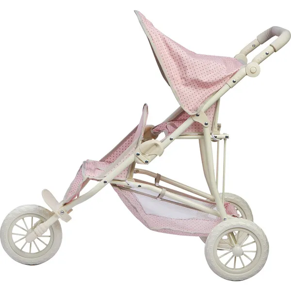 Olivia's Little World by Teamson Kids Olivia's Little World Two Doll Jogging-Style Stroller, Pink/Gray