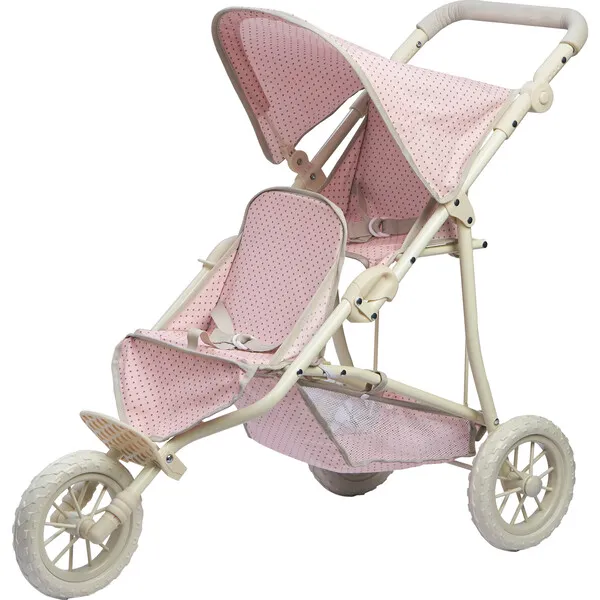 Olivia's Little World by Teamson Kids Olivia's Little World Two Doll Jogging-Style Stroller, Pink/Gray