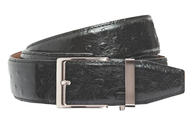 Ostrich Black, 40mm Strap, Dress Belt