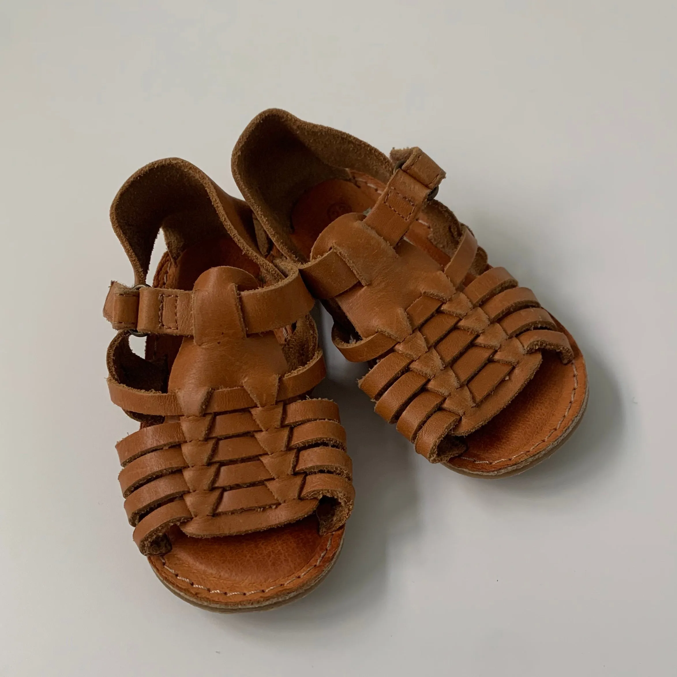 Papouelli Tan Leather Sandals: Size EU 23