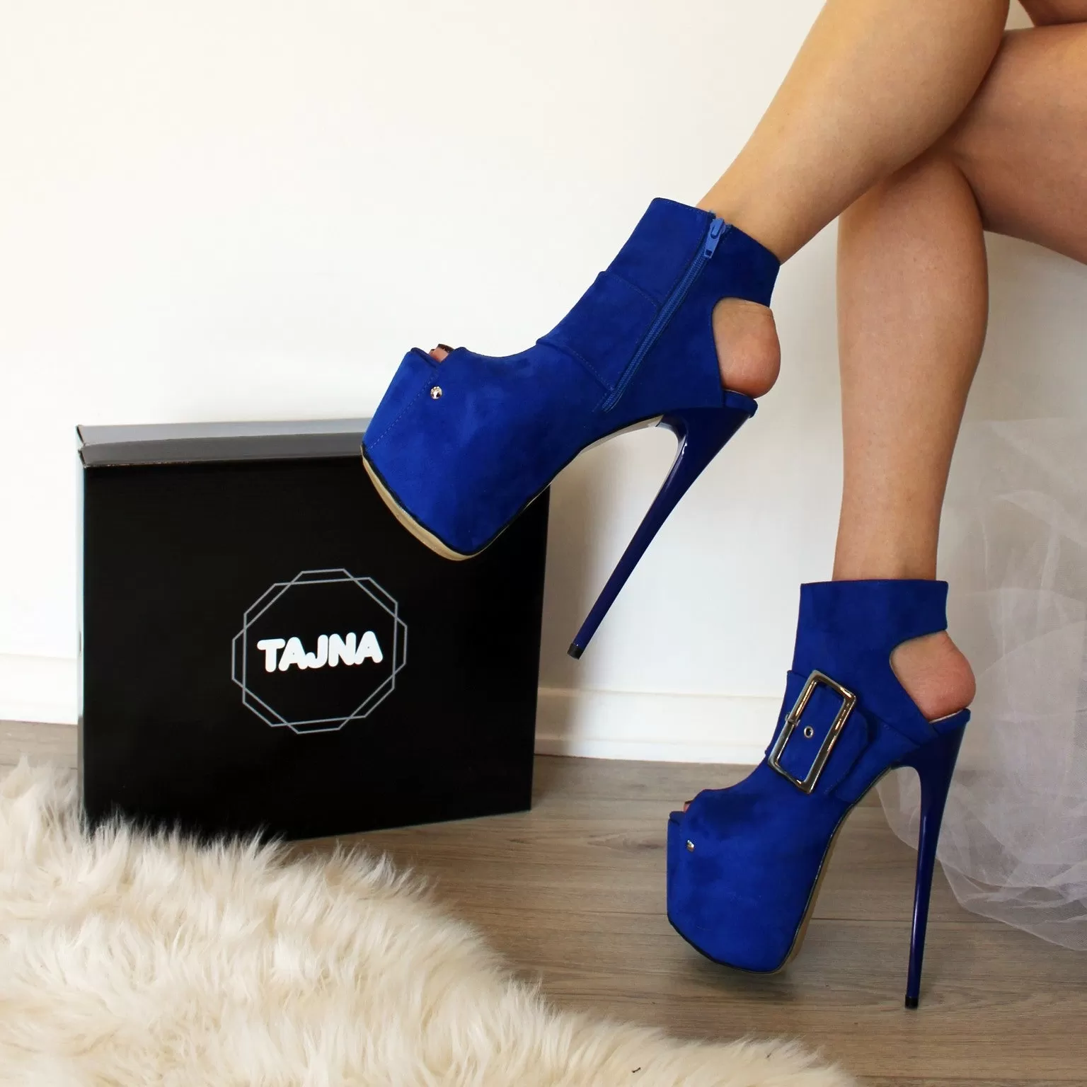 Parlament Blue High Heel Open Back Booties