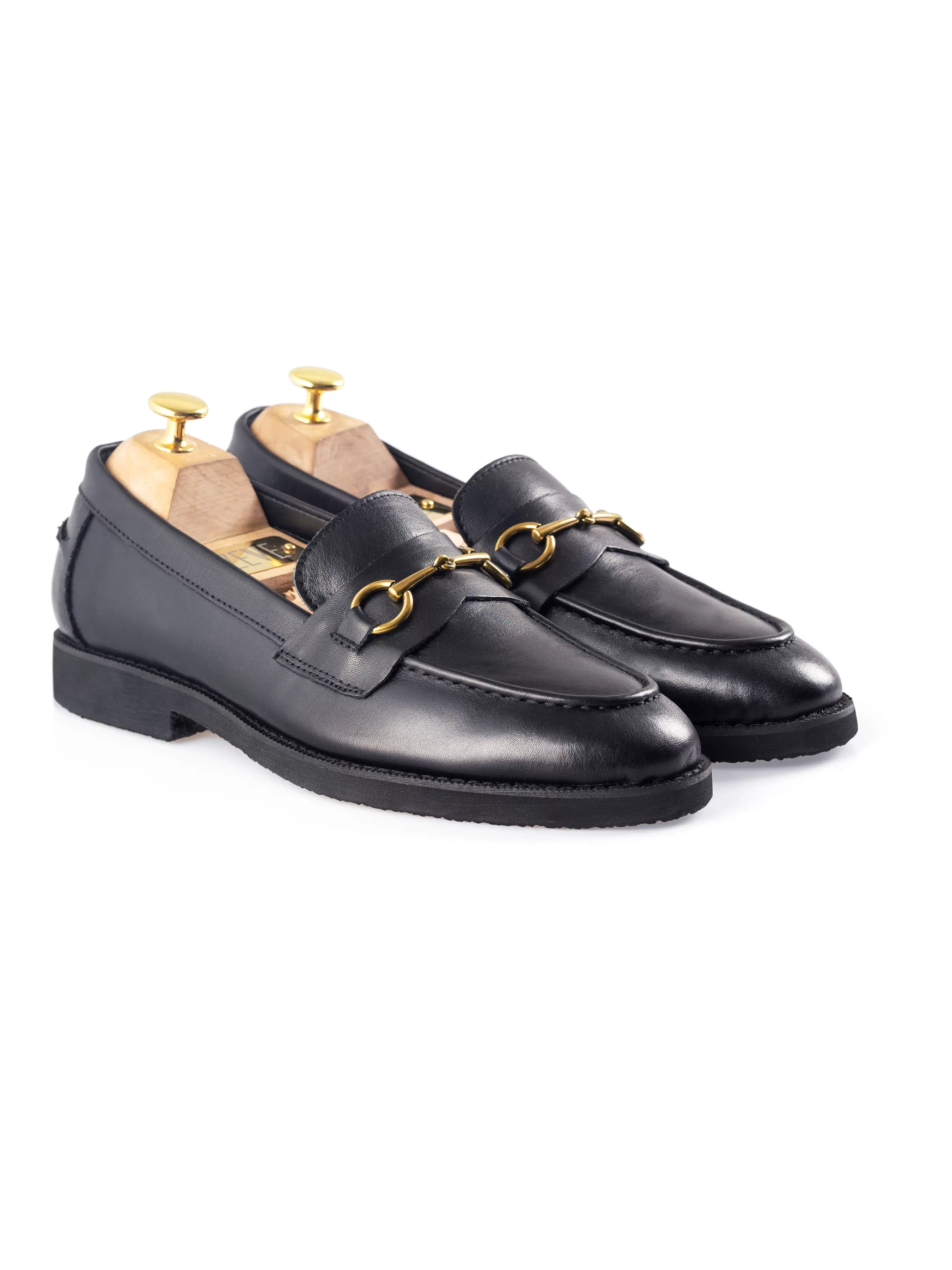 Penny Loafer Horsebit Buckle - Black Leather (Crepe Sole)