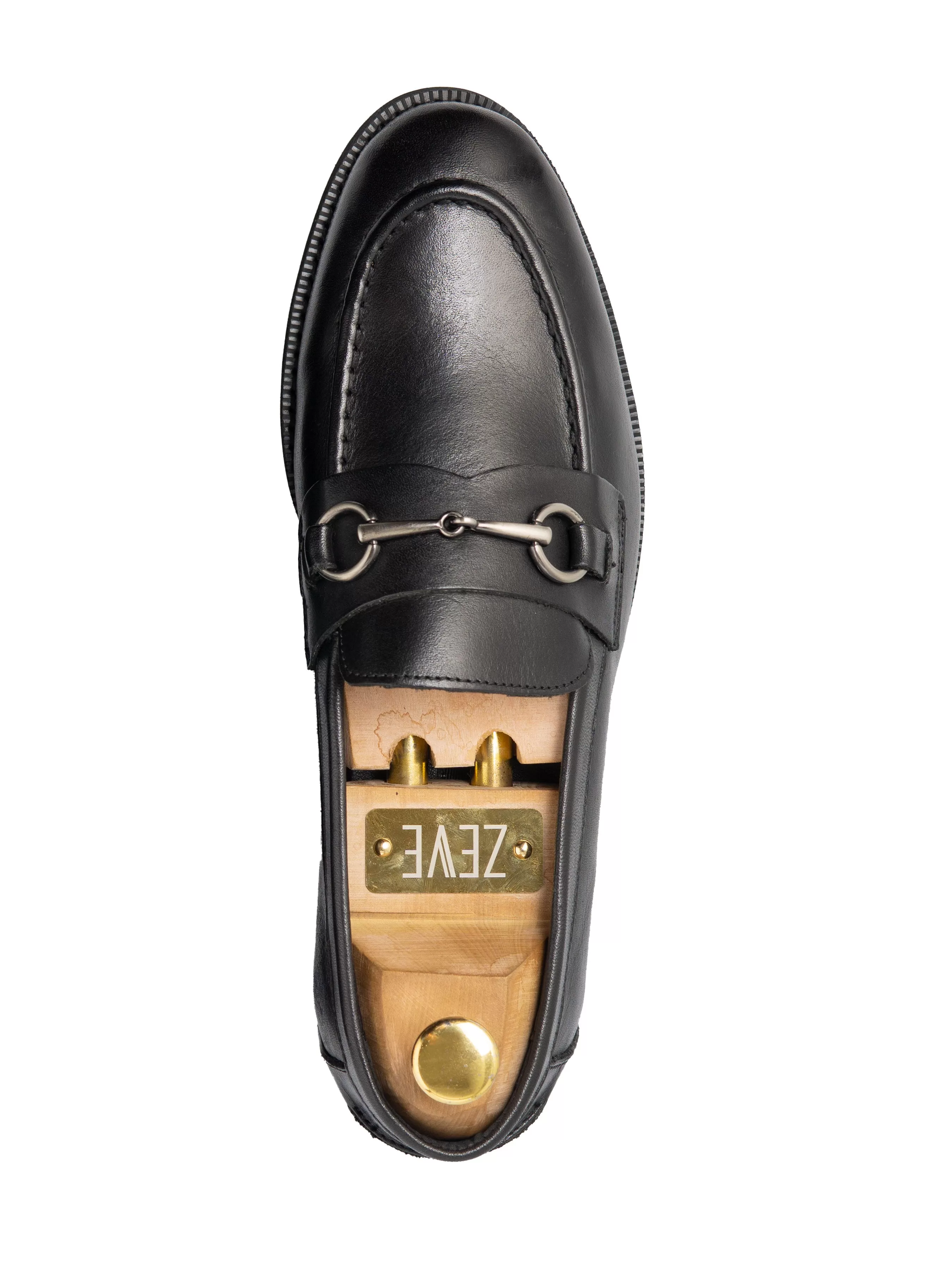 Penny Loafer Horsebit Silver Buckle - Black Leather (Crepe Sole)