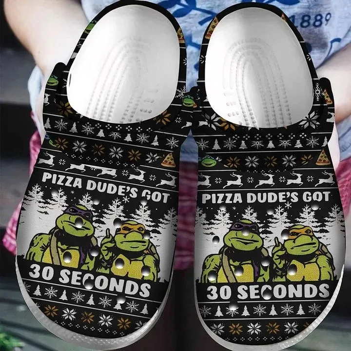 Pizza Dude’s Got 30 Seconds Ninja Turtle Ugly Pattern Christmas Crocs Crocband Clog Shoes For Men Women