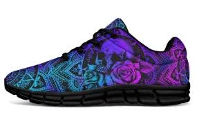 Purple And Blue Skull Rose Mandala Fitness Sneakers Shoes For Men Women