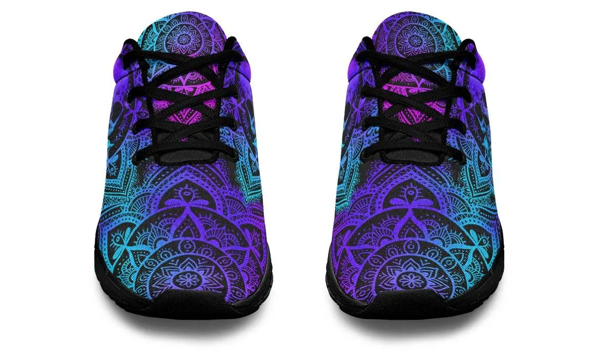 Purple And Blue Skull Rose Mandala Fitness Sneakers Shoes For Men Women