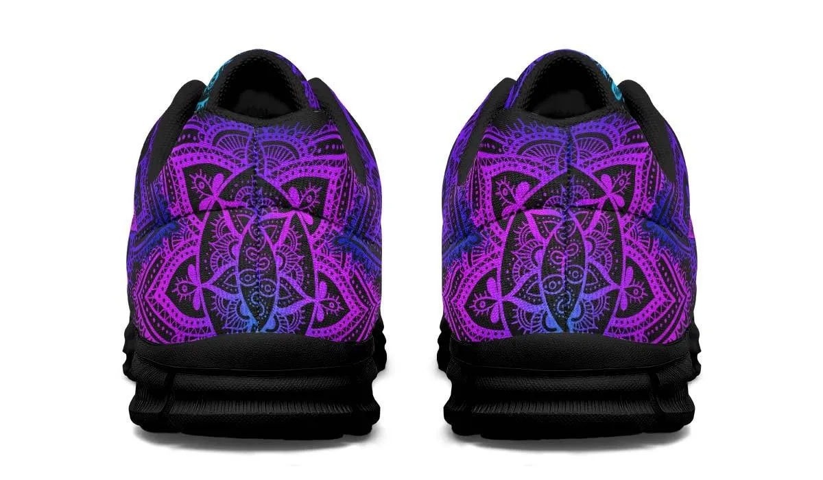 Purple And Blue Skull Rose Mandala Fitness Sneakers Shoes For Men Women