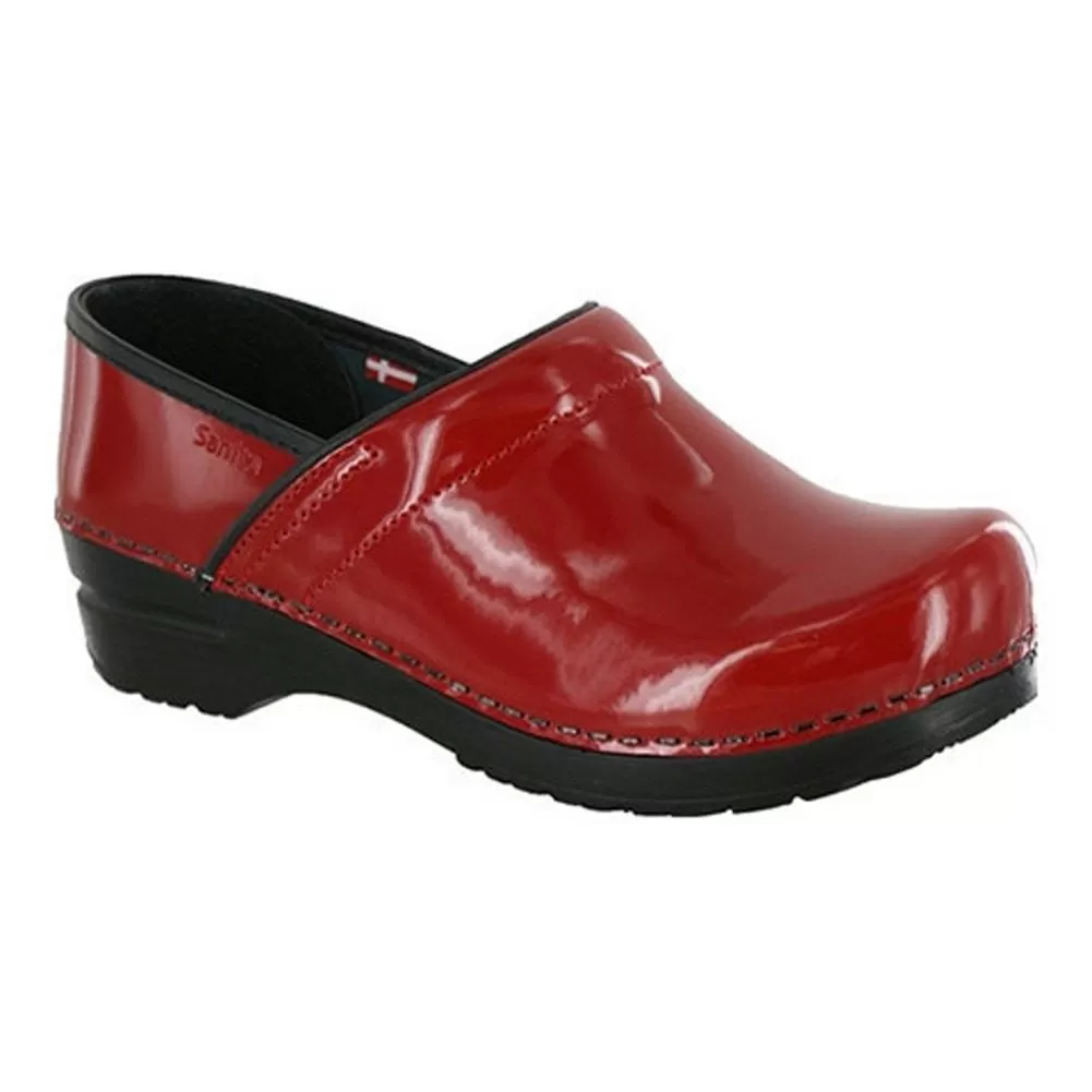 Sanita Women's Professional Patent Slip-Resistant Chef Clog