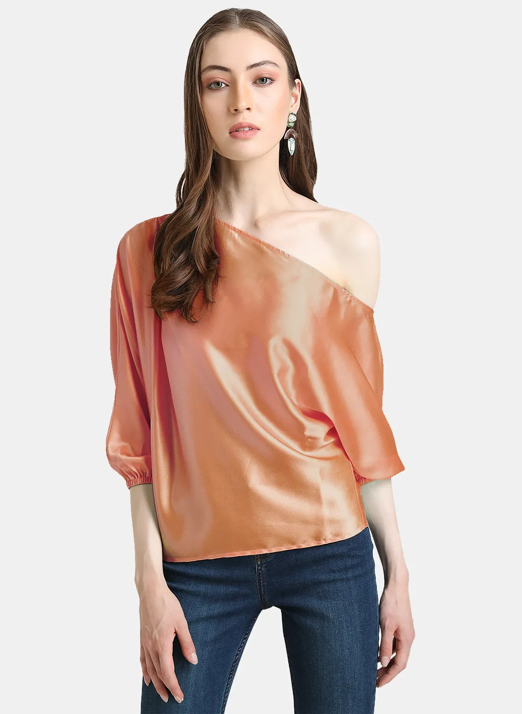 Satin Batwing Sleeve Top