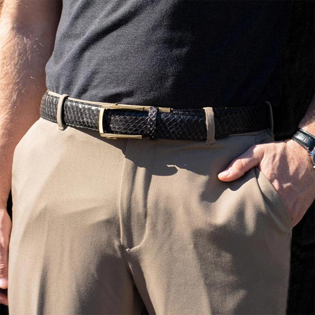 Serpent Black and Taupe, 1 3/8 Strap, Luxury Belt