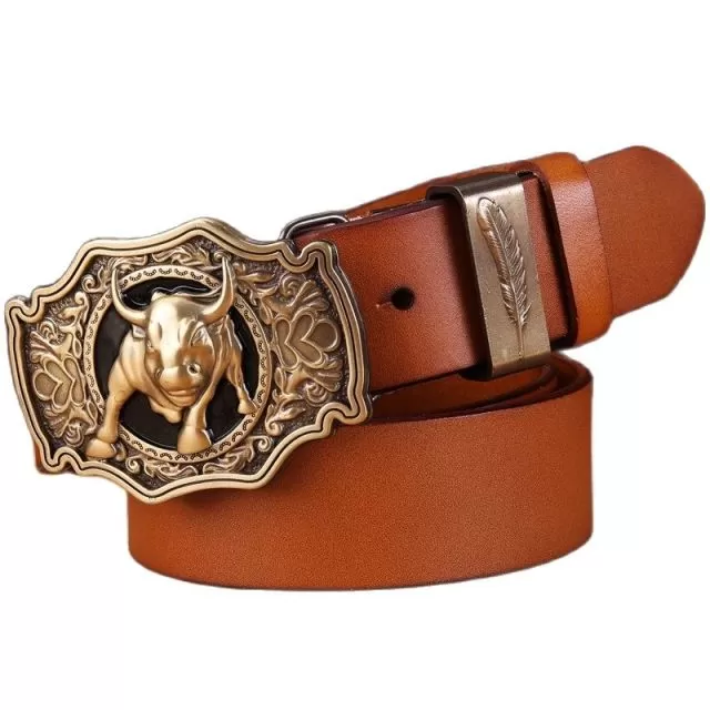 Solid brass buckle full grain cowhide 100% genuine leather designer belt men high quality luxury cowboy brown black camel real