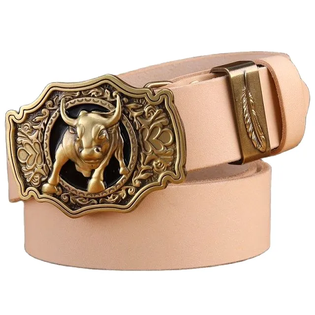 Solid brass buckle full grain cowhide 100% genuine leather designer belt men high quality luxury cowboy brown black camel real