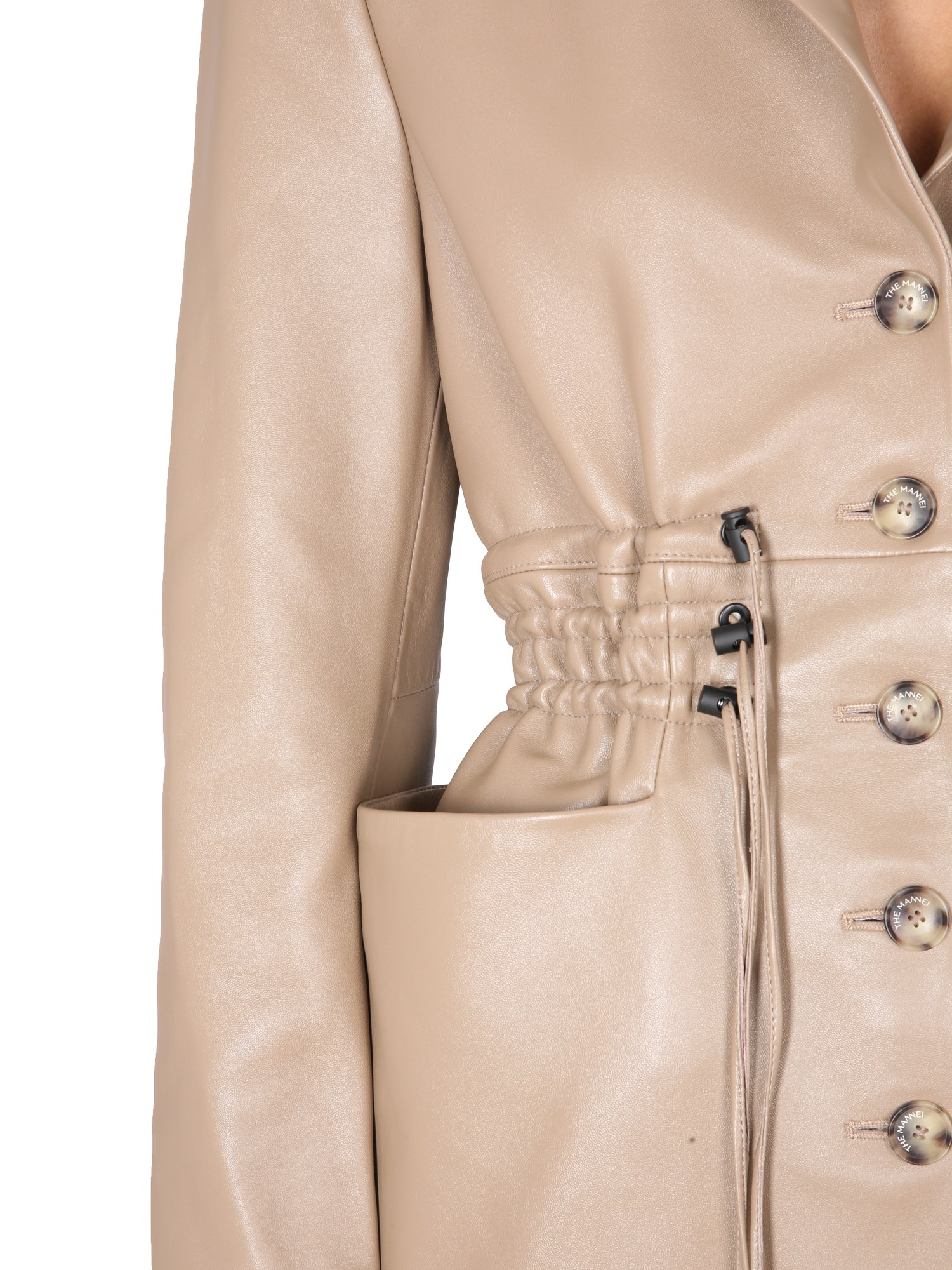 THE MANNEI    IRBID LAMBSKIN BLAZER DRESS