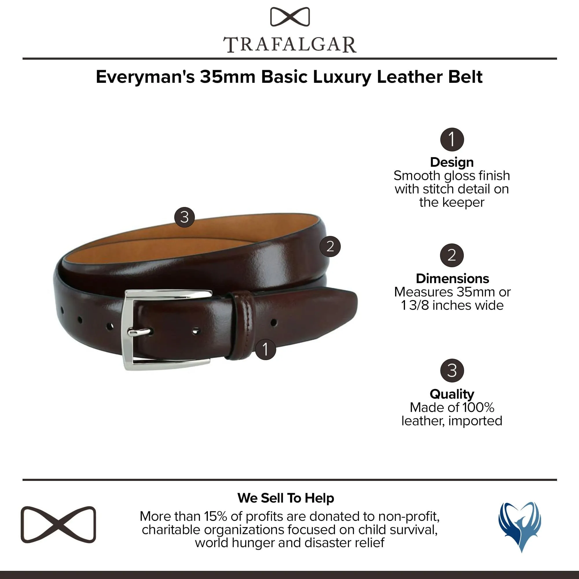 Trafalgar Everyman's 35mm Basic Luxury Leather Belt