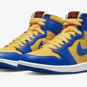 Wmns nike air jordan 1 retro high og reverse laney 6-11.5 game royal/varsity maize