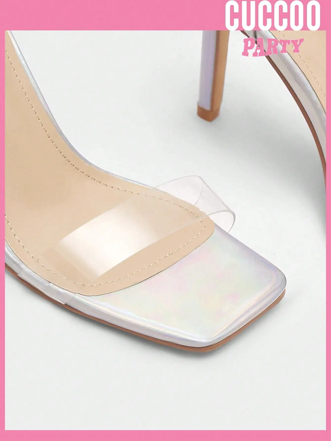 Woman Shoes Fashionable High Heel Iridescent Ribbon Strappy Sandals For Spring And Summer