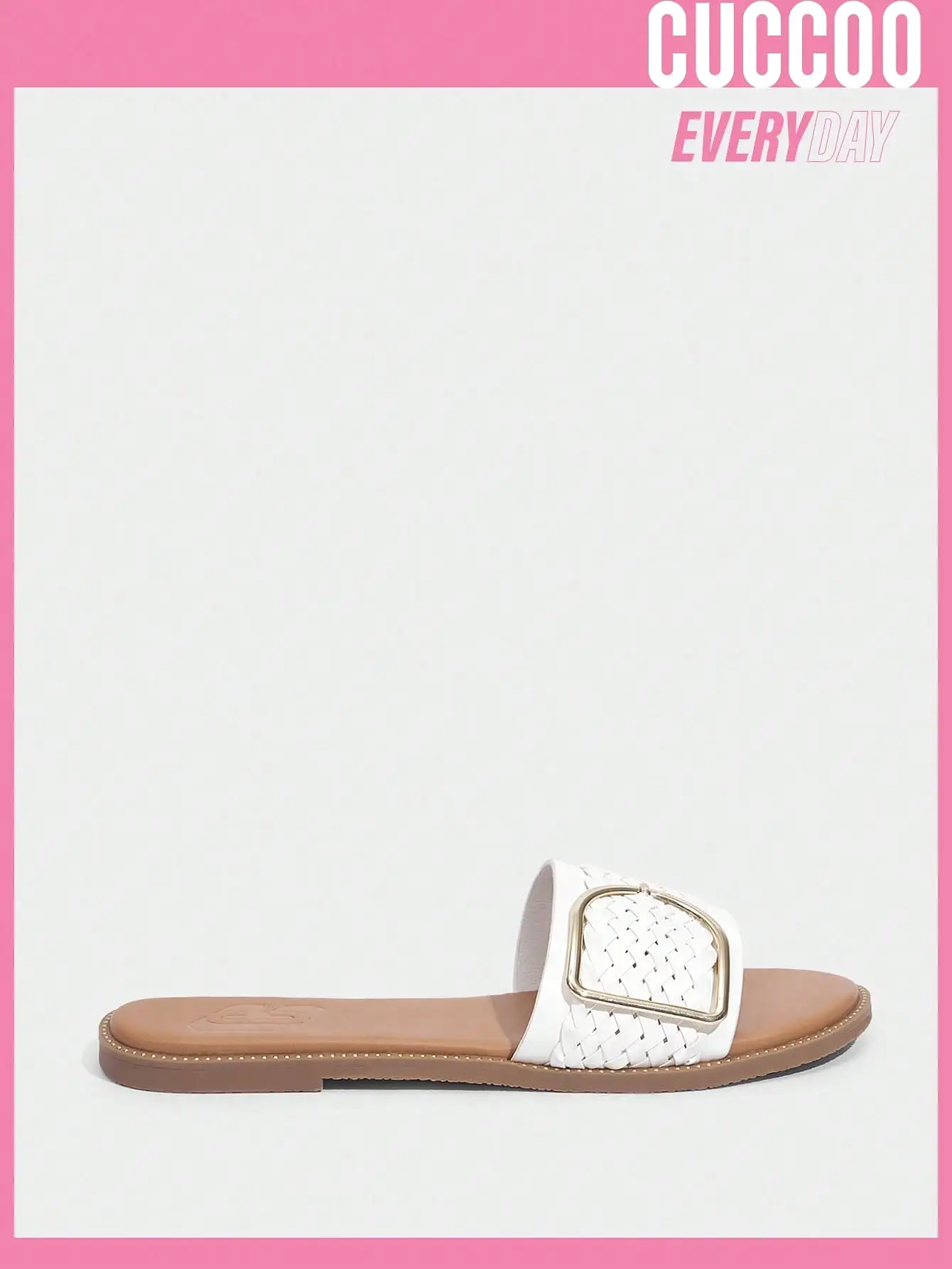 Woman Shoes Fashionable Round Toe Woven Sandals With Metal Buckle Detail For Spring And Summer