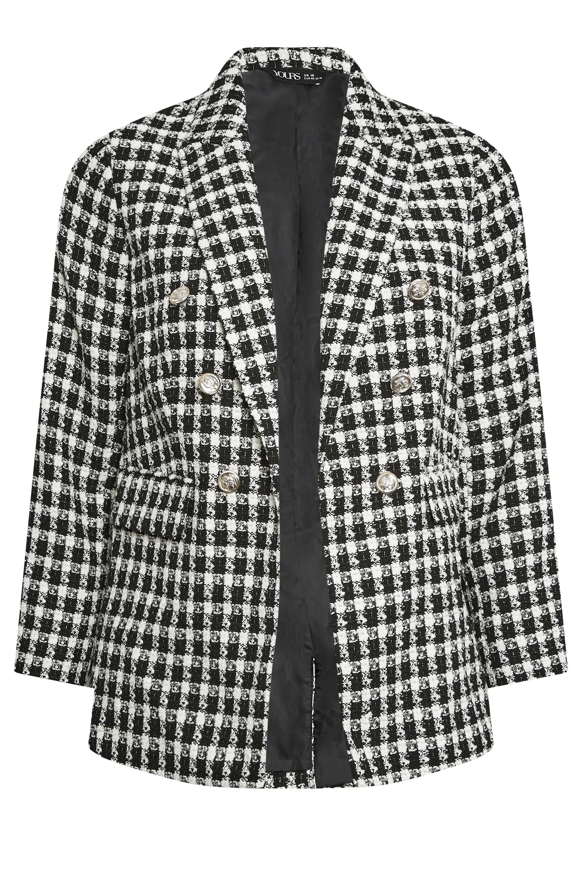 YOURS Curve Black & White Boucle Blazer