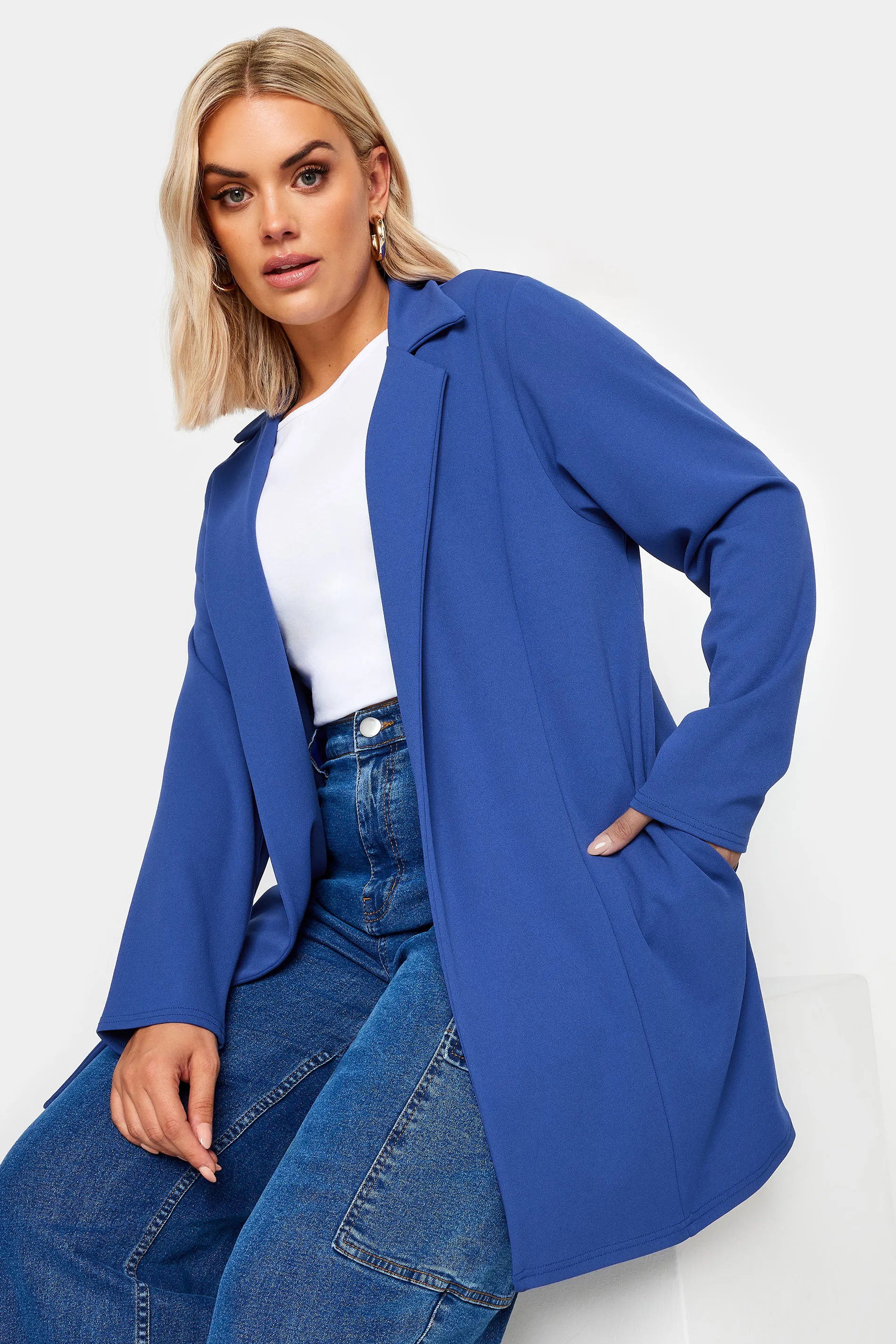 YOURS Curve Cobalt Blue Scuba Blazer