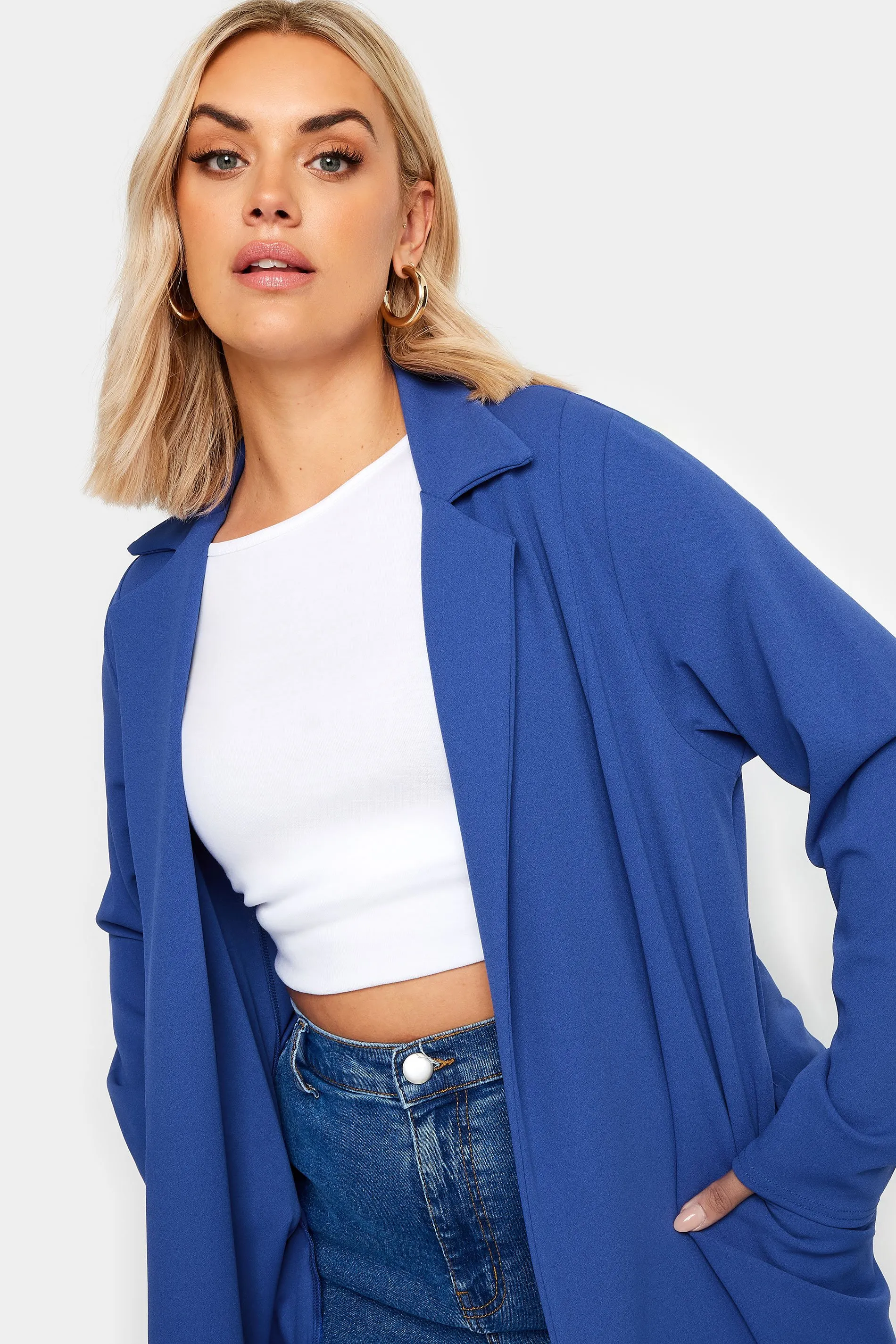 YOURS Curve Cobalt Blue Scuba Blazer